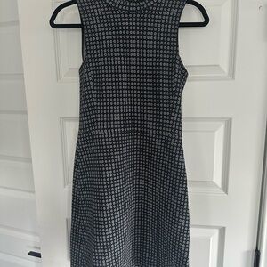 Theory Black and Blue Patterned Work Dress